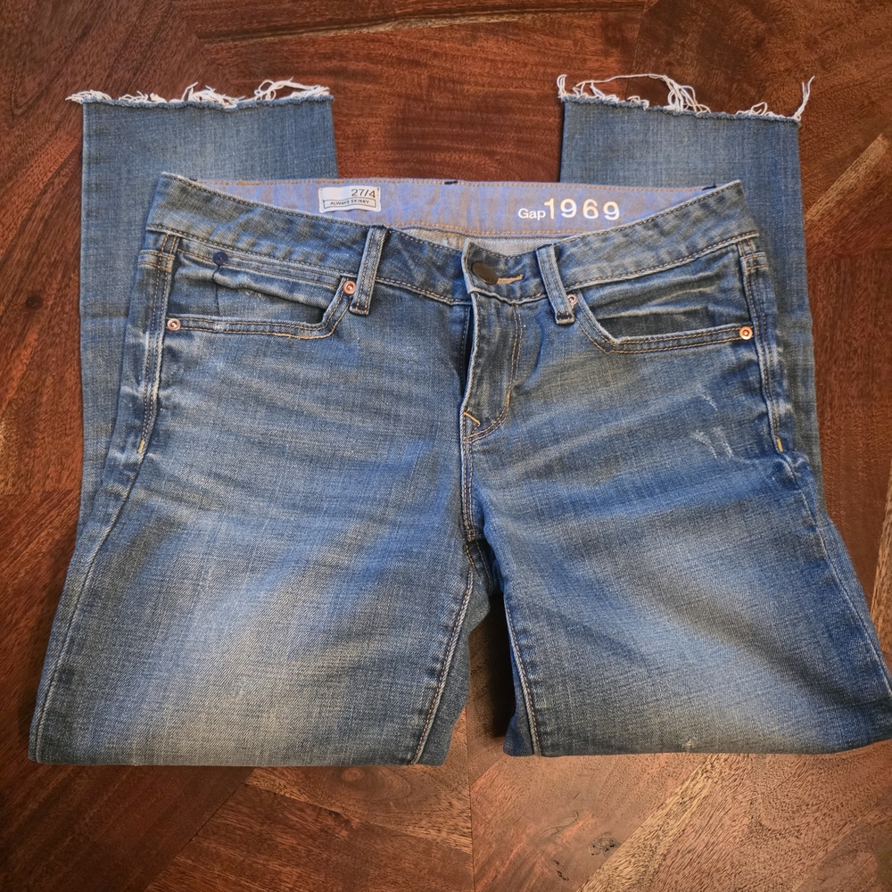 GAP Blue Straight‎ Leg Denim with Distressed Finish